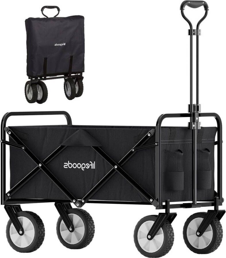 Opvouwbare bolderkar voor kinderen handwagen transportwagen inklapbaar strandwagen tot 80 kg 94 liter 98 x 45 cm zwart Trolley