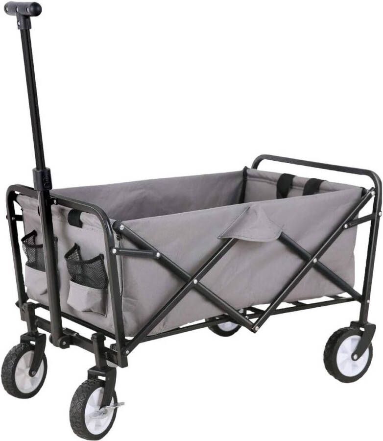 Opvouwbare bolderkar vouwwagen outdoor handwagen transportwagen met parkeerrem 75 x 47 x 87 cm