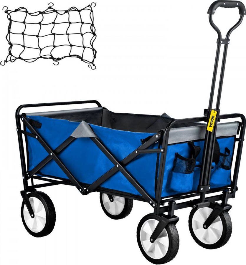 Opvouwbare bolderkar Vouwwagen Winkelwagen Opvouwbaar Camping Wagen 80KG Laadvermogen Blauw Grijs