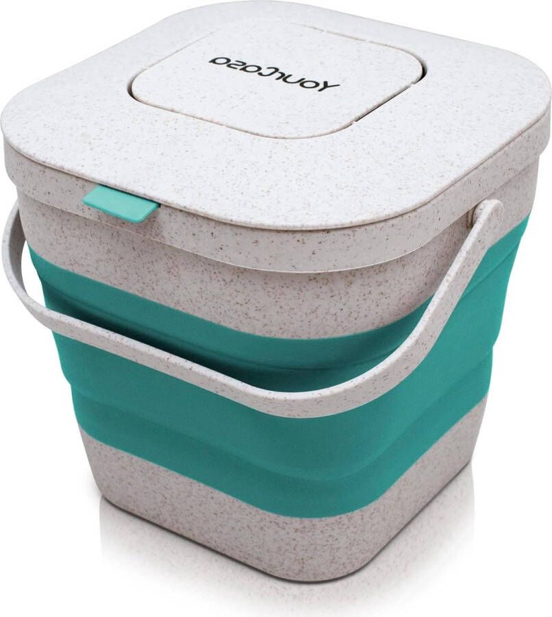 Opvouwbare Compostemmer 4 Liter Bio-Afval Actieve Koolfilter Vaatwasmachinebestendig
