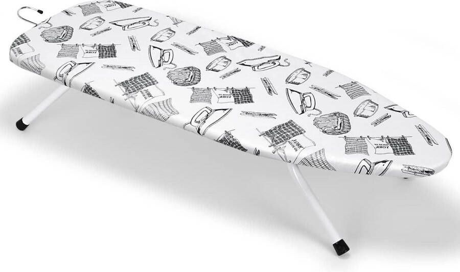 Opvouwbare Duwee Strijkplank Hittebestendige Hoes Inklapbare Poten 92 x 34 cm Opberghaak Tafel Strijkplank met Bedrukt Patroon Strijkplank