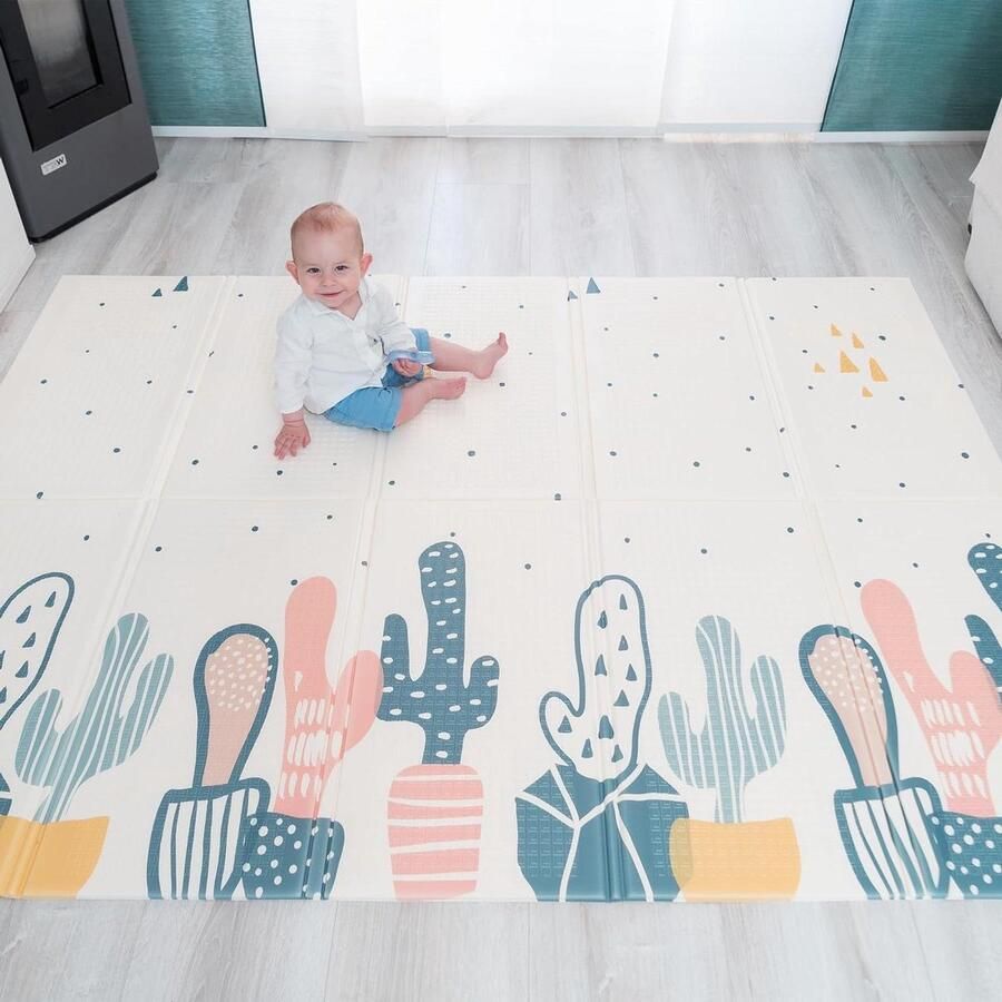 Opvouwbare en omkeerbare kruipmat Speelmat voor baby's Niet-vloer antislip Draagbaar waterdicht Binnen of buiten Waterafstotend Vloerkleed kinderen 147x197x1 cm