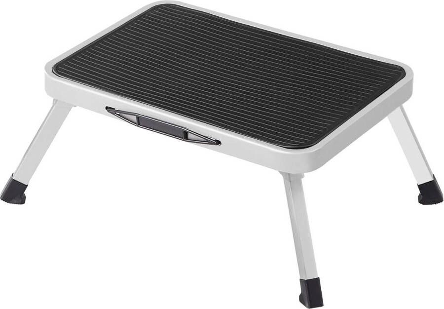 Opvouwbare enkele trap van staal Antislip tredeoppervlak Belastbaar tot 150 kg Wit 38 x 26 x 175 cm