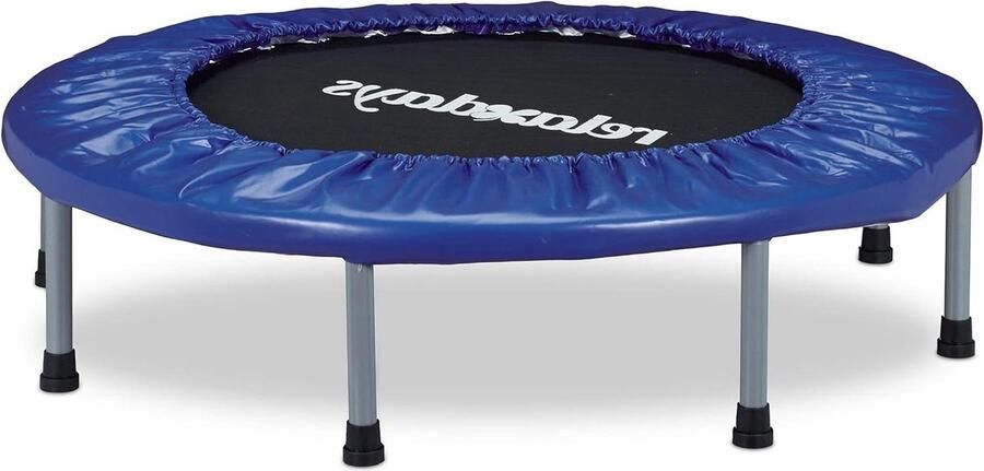 Opvouwbare fitness trampoline voor binnen tot 100 kg Afmetingen 22 x 95 x 95 cm Volwassenen Thuisgebruik Blauw-zwart