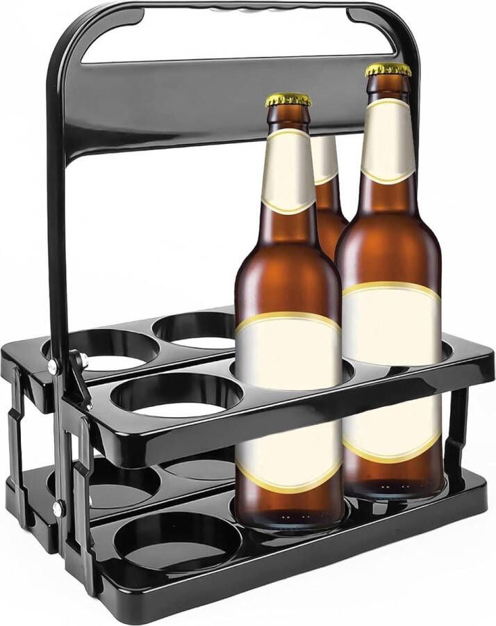 Opvouwbare flessenhouder voor 6 flessen bierdrager met handvat kunststof drankhouder voor bierflessen wijnfles party KTV bar Flessenkrat