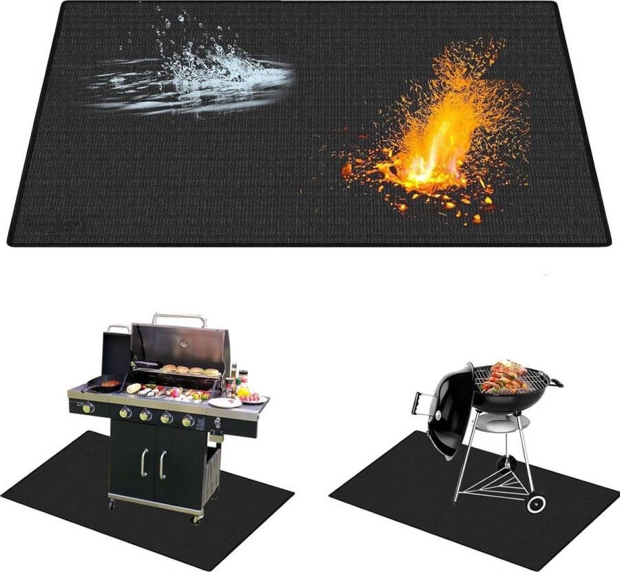 Opvouwbare grillmat 100 x 150 cm hittebestendig tot 1800 graden Celsius vloerbescherming silicone glasvezel BBQ mat vuurbestendige onderlegger