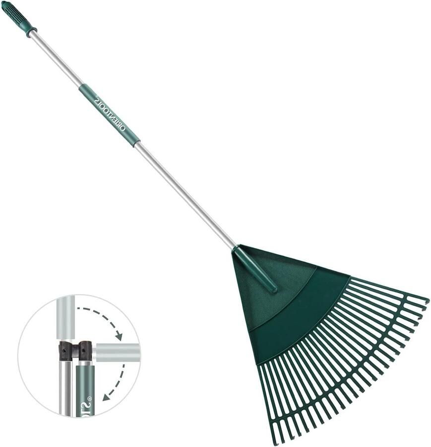 Opvouwbare handgreep hark 26 tines GREEN. Leak Rake