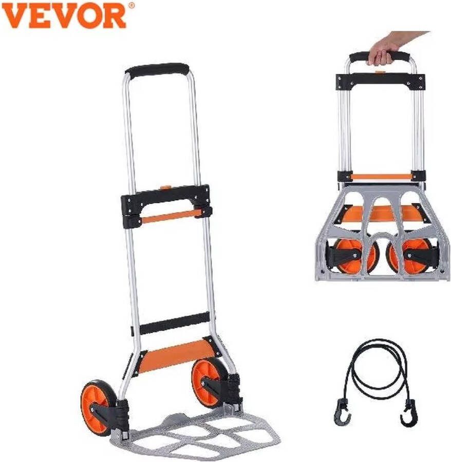 Opvouwbare Handtruck Draagbare Kar Met Telescopische Handgreep Transportkar Steekwagen Lichtgewicht Telescopische Handgreep Bindtouw 125 KG Laadgewicht