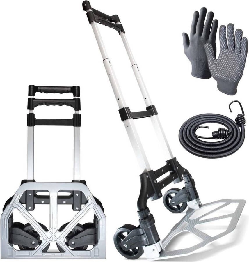 Opvouwbare handvrachtwagen aluminium trolley multifunctionele kruiwagen zak handvrachtwagen 80 kg 150 lbs laadvermogen met wielen Kruiwagen
