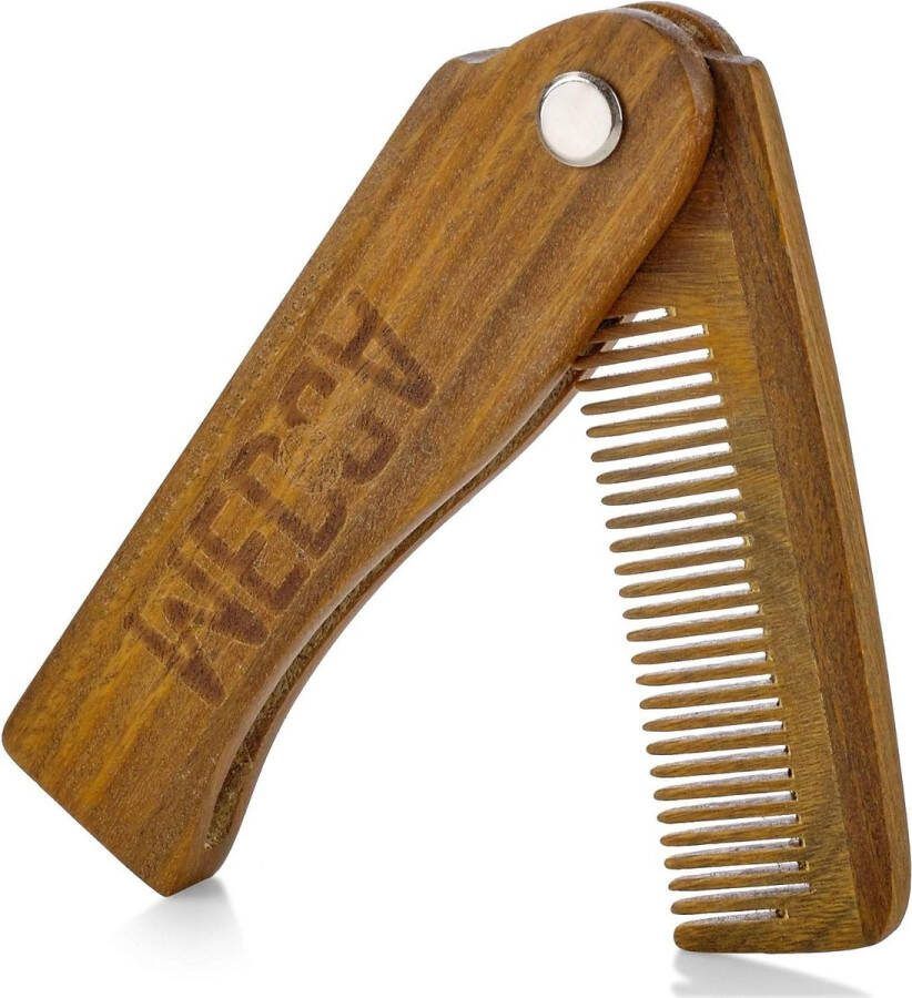 Opvouwbare houten kam 100% massief beukenhout fijn getand zakformaat baard snor hoofdhaar borstel kammen mannen haarstyling reizen ontklitter