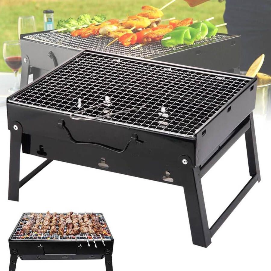Opvouwbare houtskool barbecue grill voor camping en picknick Draagbare tafelgrill 35 x 27 cm