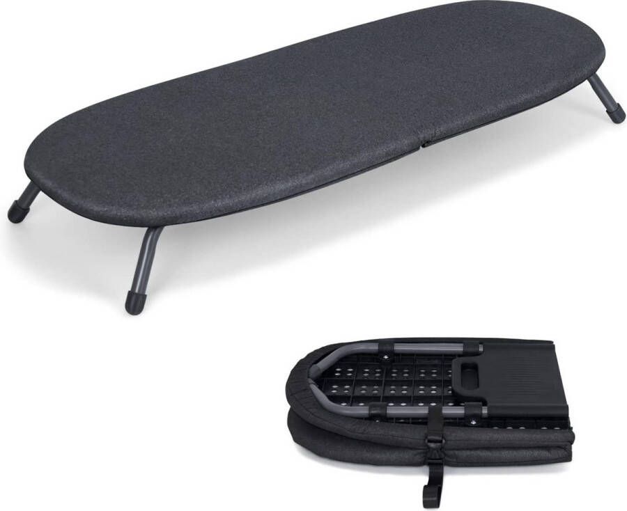 Opvouwbare kleine tafelstrijkplank Compacte strijkplank voor plaatsbesparing Gemakkelijk op te bergen Zwart 32 x 82 cm