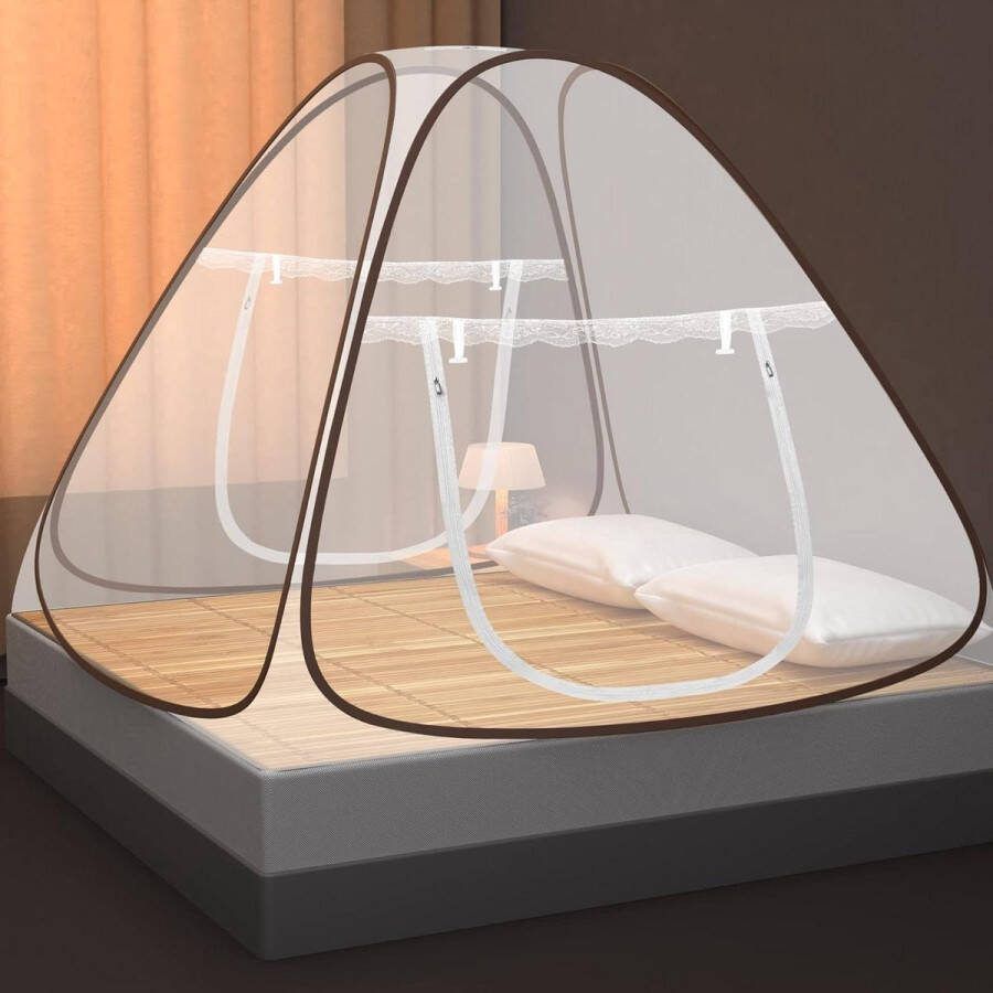 Opvouwbare koepelvormige klamboe voor bed 15 m x 2 m x 15 m met dubbele deur camping en reizen draagbaar tentgordijn met ritssluiting