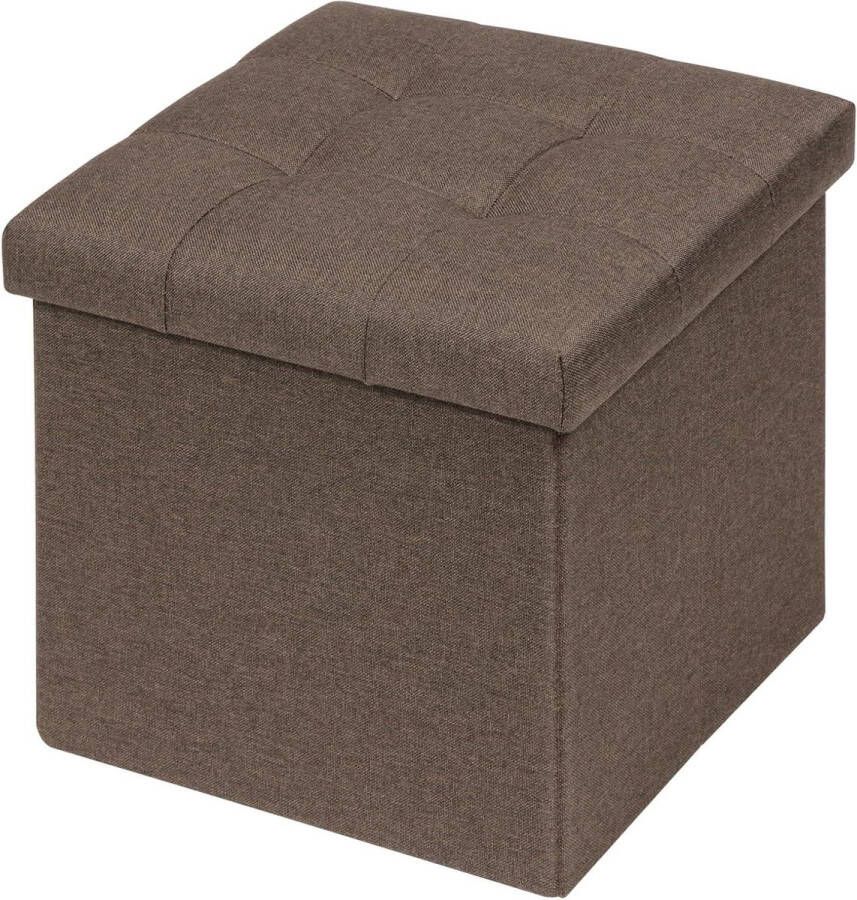 Opvouwbare kruk met opbergruimte Bruin Sofa kruk Puff Footstool Coffin Toy box 32 x 32 x 32 cm