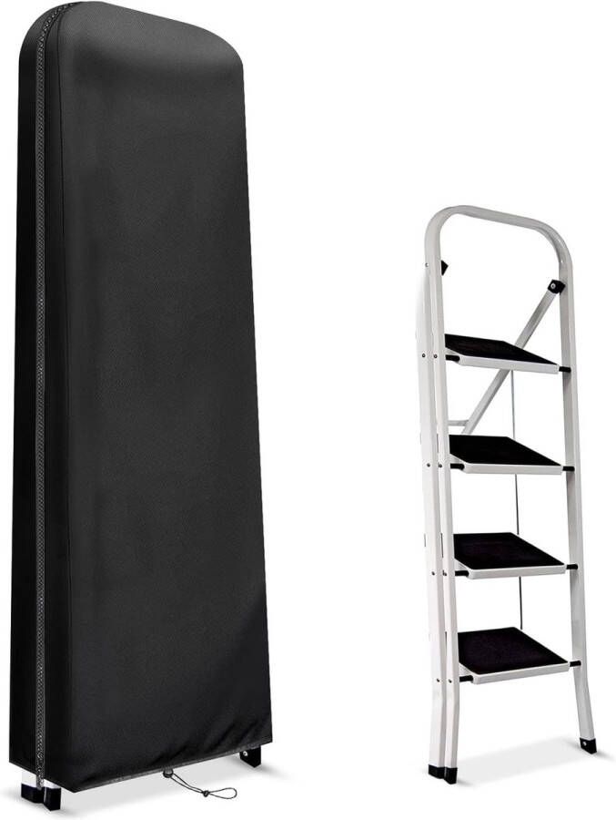 Opvouwbare ladderhoes ladder beschermhoes met rits waterdicht stofdicht ademend voor trapladders 420D Oxford-doek stofdicht waterbestendig anti-UV (50 x 174 x 6 5 cm zwart)