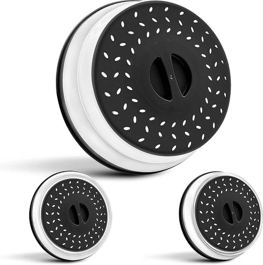 Opvouwbare Magnetron Deksel – Zwart Transparant – Deksel voor Magnetron Inklapbare Vergiet Rond Ø 27 cm