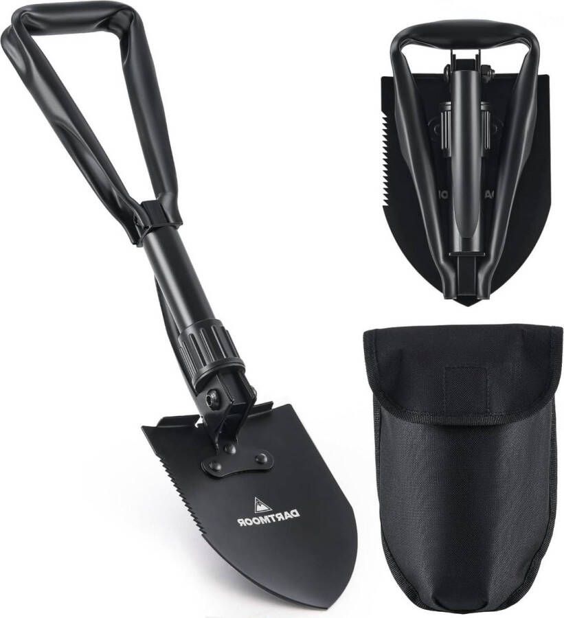 Opvouwbare multifunctionele klapschep van koolstofstaal Draagbare schop voor survival en trekking Zwart Shoval