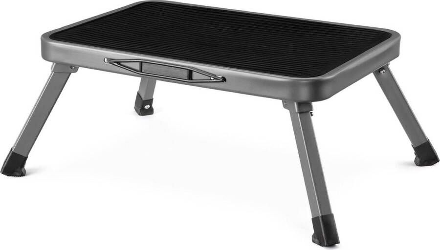 Opvouwbare opstapkruk van metaal Inklapbaar krukje voor in de keuken 457 x 33 x 172 cm Opstapje Maximaal 150 kg Antislip Stabiel