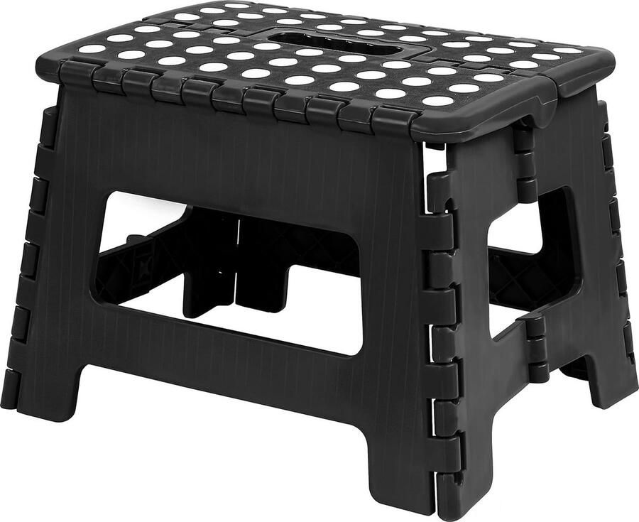 Opvouwbare opstapkruk voor kinderen lichte opvouwbare kleine kunststof kruk voor keuken en badkamer 70 cm breed en 50 cm hoog houdt tot 100 kg 1 stuk zwart