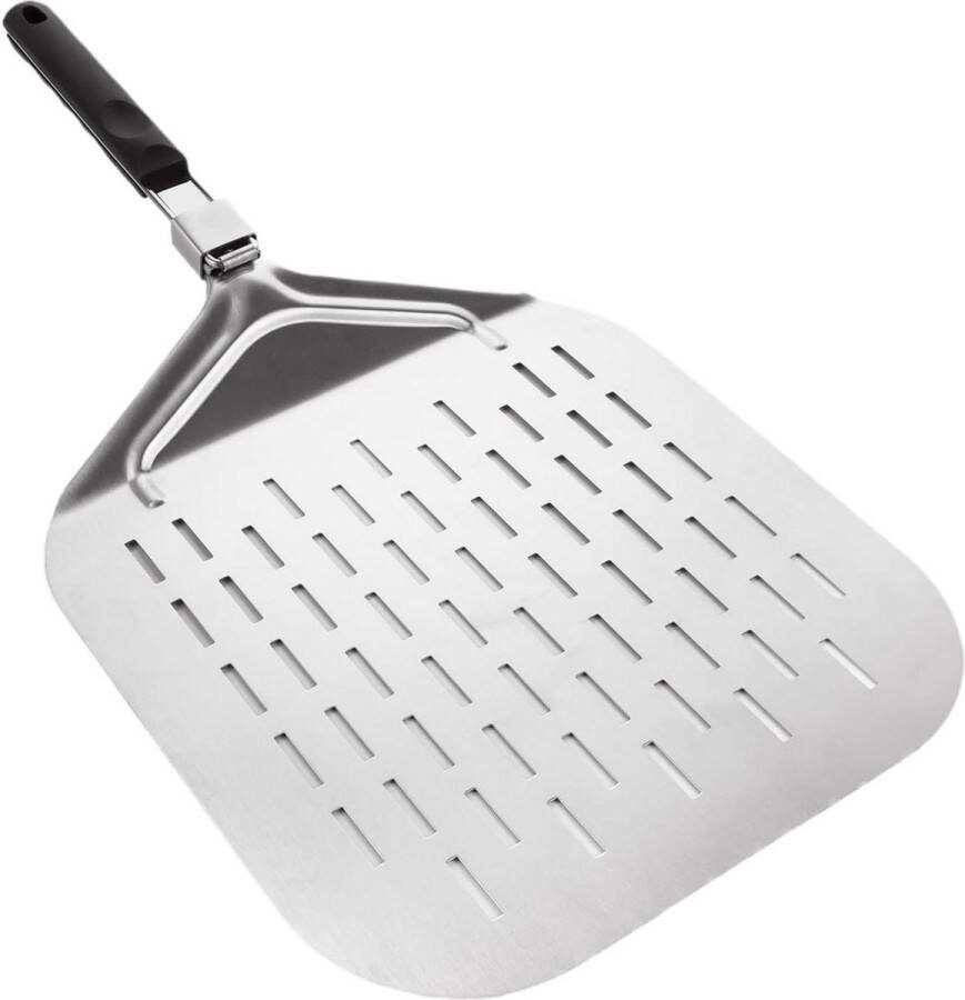 Opvouwbare Pizzaschep Roestvrij Staal 327 x 6 x 425 cm Geperforeerd Zilverkleurig Voor Pizza en Brood Pizzaschep