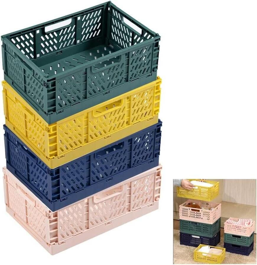 Opvouwbare plastic opbergkist met handvat voor thuis keuken klaslokaal en kantoor badkamer organizer 30x20x127 cm veelkleurig