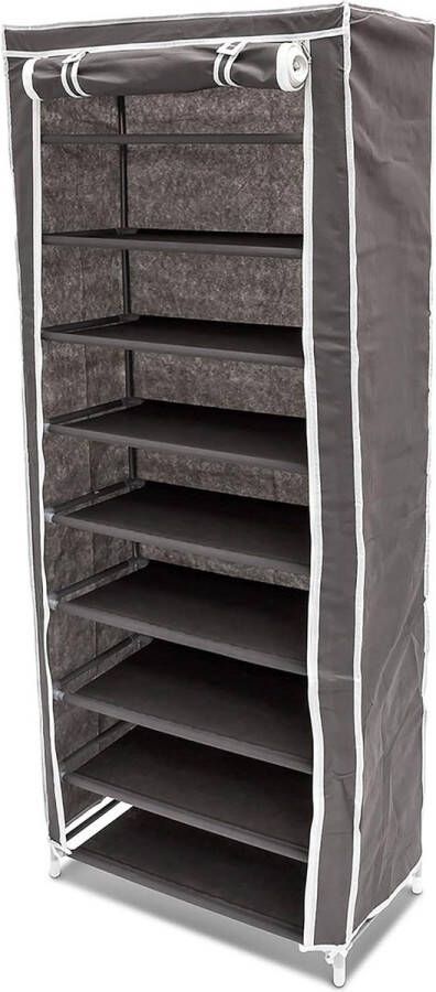 Opvouwbare schoenenkast met 9 etages voor 36 paar schoenen stof 151 x 60 x 30 cm antraciet