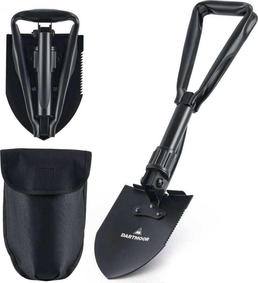 Opvouwbare schop multifunctionele klapschep handschep hak van koolstofstaal draagbare schep & spade sneeuwschep survival trekking (zwart)