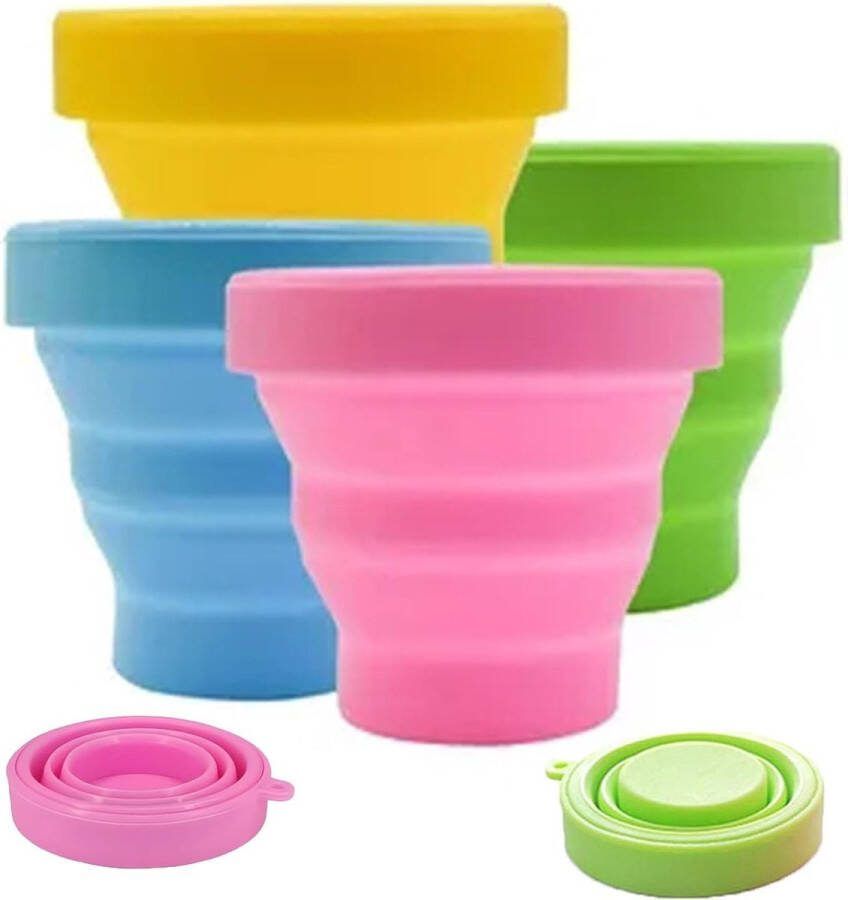 Opvouwbare Siliconen Koffiebekers Set van 4 voor Reizen en Kamperen