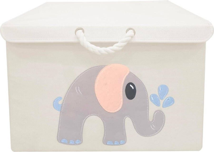 Opvouwbare Speelgoedopbergdoos met Deksel en Handgrepen Grote Stoffen Speelgoedkist Organisator Kist voor Kinderen Peuterspeelkamer Babykamer 66L (Olifant)