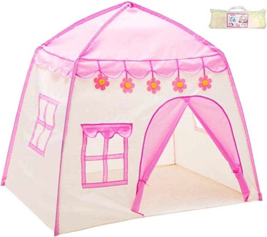 Opvouwbare speeltent voor kinderen babytent voor binnen en buiten yurten-speelhuis met draagtas roze