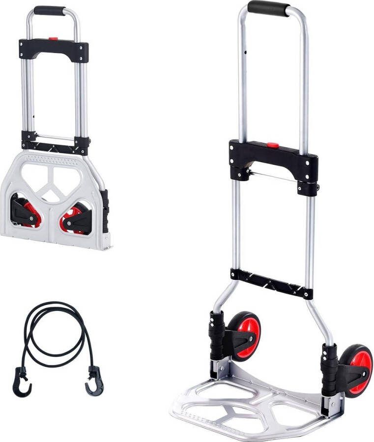 Opvouwbare steekwagen 80kg Aluminiumlegering en kunststof Verstelbare duwbeugel 715-930mm Bindtouw Compact formaat
