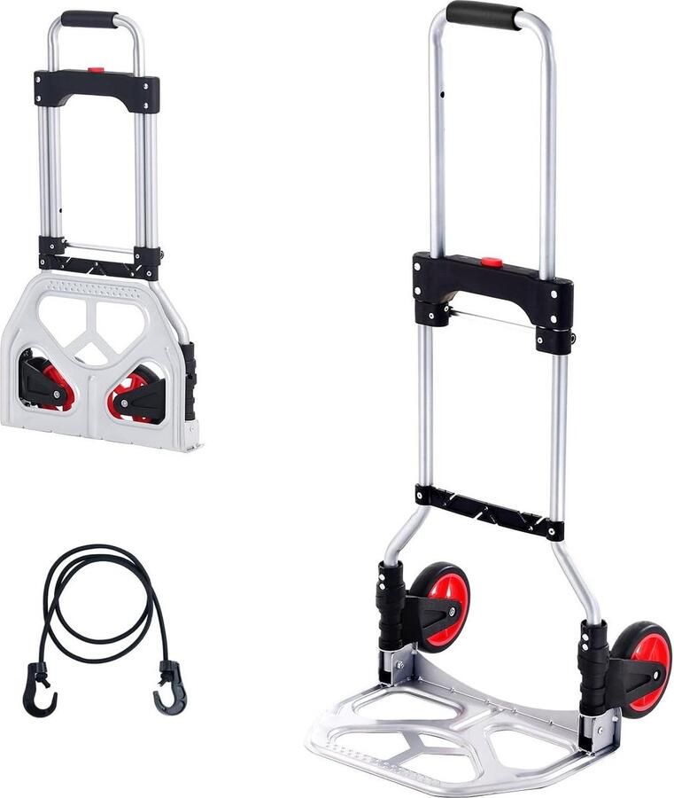 Opvouwbare steekwagen 80kg aluminiumlegering-kunststof verstelbare duwbeugel