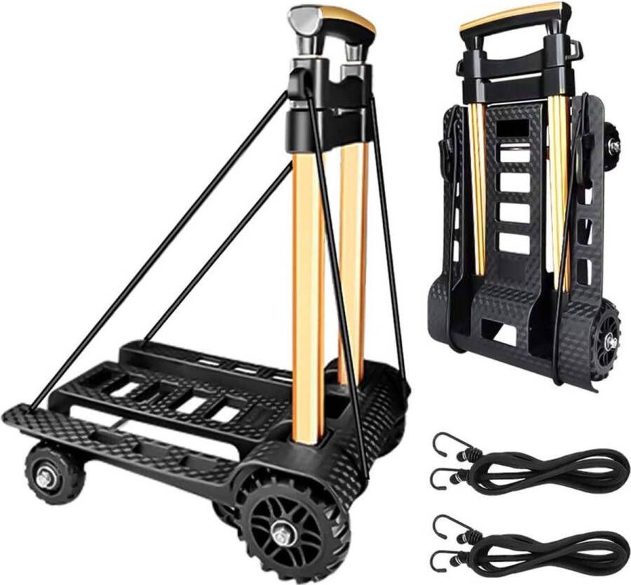 Opvouwbare steekwagen met geruisloze slijtvaste PU-tankwielen en verstelbare aluminiumlegering 60 kg 132 lbs capaciteit en lichtgewicht (3 9 lbs) draagbare heavy-duty en duurzame trolley dolly