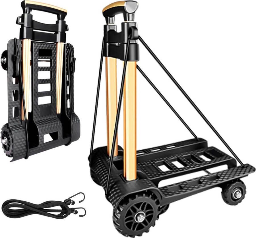 Opvouwbare steekwagen met geruisloze slijtvaste PU-tankwielen verstelbare aluminiumlegering 60 kg 132 lbs capaciteit lichtgewicht (39 lbs) draagbare heavy-duty duurzame trolley dolly
