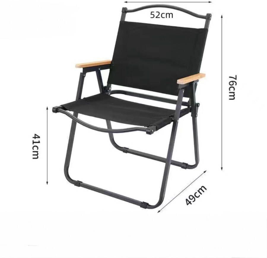 Opvouwbare stoel Campingstoel Strandstoel Vissersstoel Visstoel Rugleuning Zwart