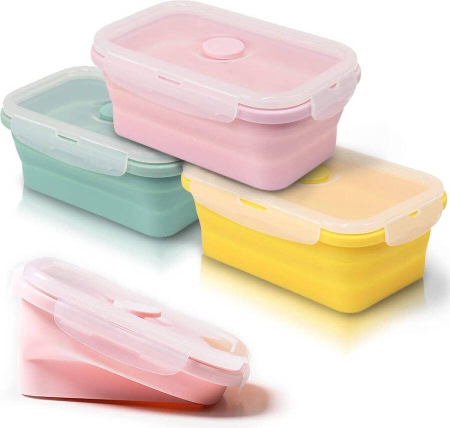 Opvouwbare voedselopslagcontainers 3 stuks voedselopslagdozen siliconen opvouwbare containers lunchboxen voedselopslagcontainers vriezer tot oven veilig voor kamperen wandelen reizen 550 ml