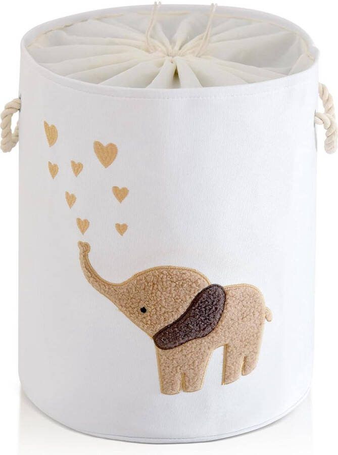 Opvouwbare wasmand 58 liter extra grote speelgoedopslag wasmand opbergmand voor kinderen met trekkoordsluiting kinderkamer decoratie voor jongens waszak voor knuffeldeken (bruine