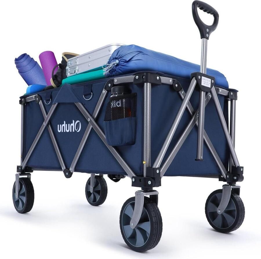 Opvouwbare XL bolderkar 145 liter 150 kg belastbaarheid inklapbaar strandwagen tuinwagen gereedschapswagen blauw Trolley