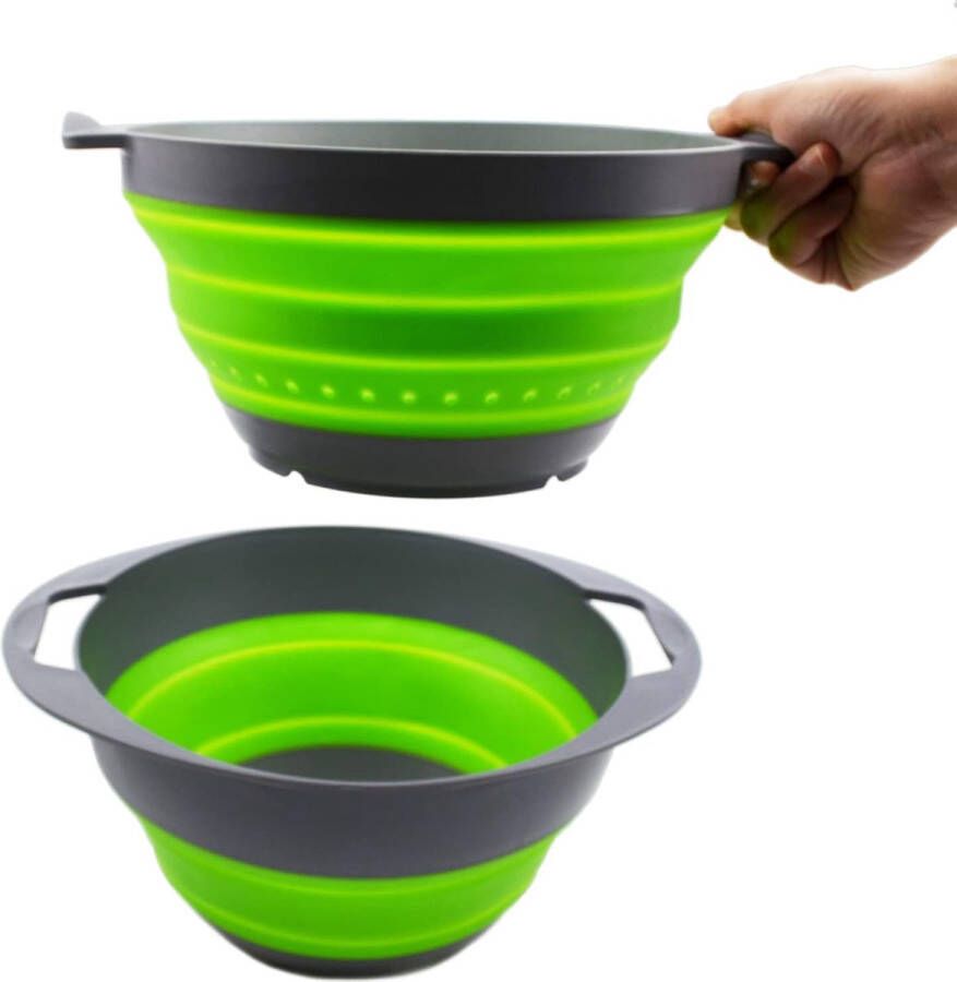 Opvouwbare zeef en kom set van TPE PP Opvouwbare wastafel draagbare afwasbak ruimtebesparende opslag in de keuken (donkergrijs groen)