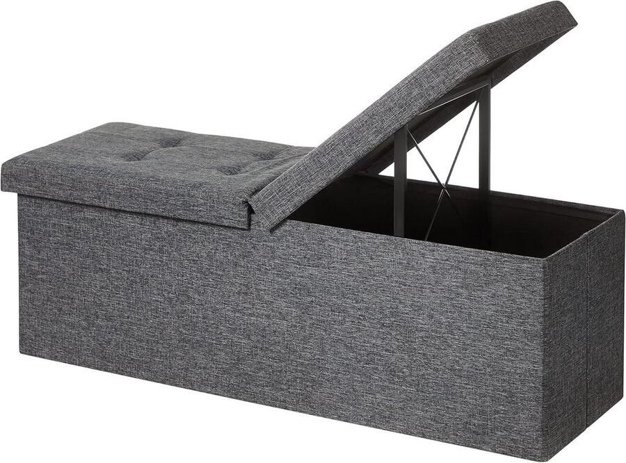 Opvouwbare zitbank zitkist 120 L donkergrijs inklapbaar max. 300 kg 110 x 38 x 38 cm
