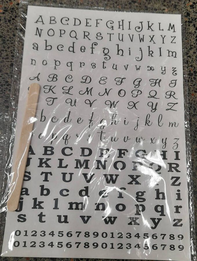 Opwrijf Stickervel Alfabet Zwart