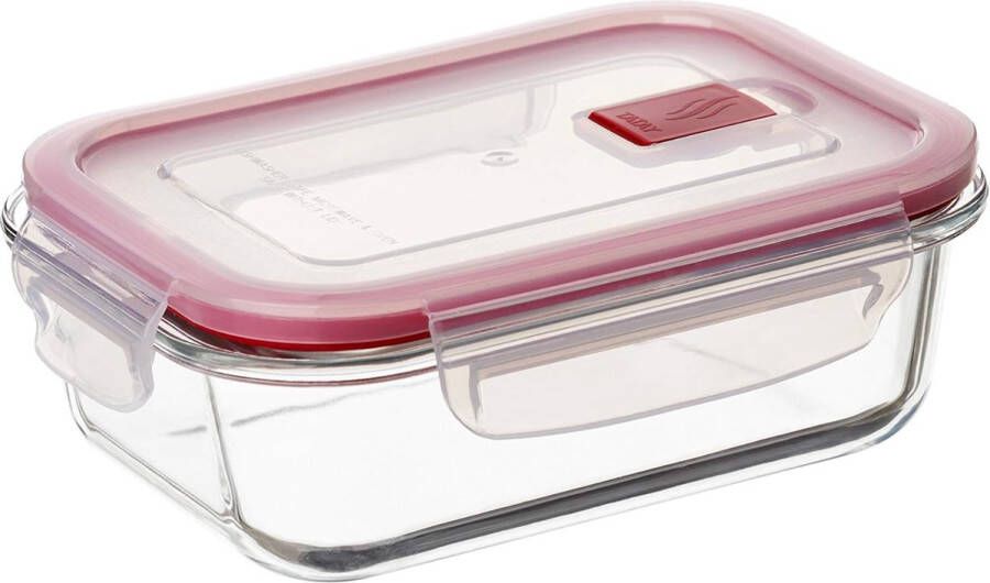 Opzetstuk voor levensmiddelen glas luchtdicht inhoud 0 64 l clipdeksel BPA-vrij magnetronbestendig oven vriezer en vaatwasser rood afmetingen: 13 7 x 17 9 x 6 3 cm