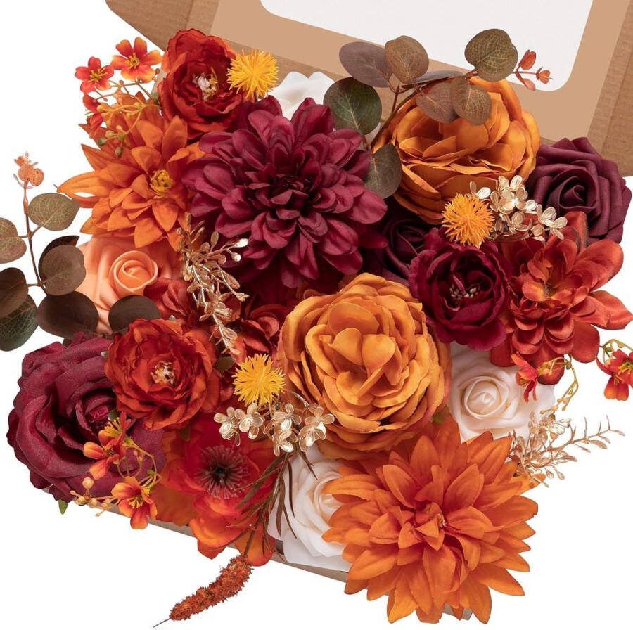 Oranje Bourgondië Kunstbloemen DIY Tafel Middenstukken voor Bruiloft Boeketten Zijde Bloemen Feest Baby Douche Home Decoraties