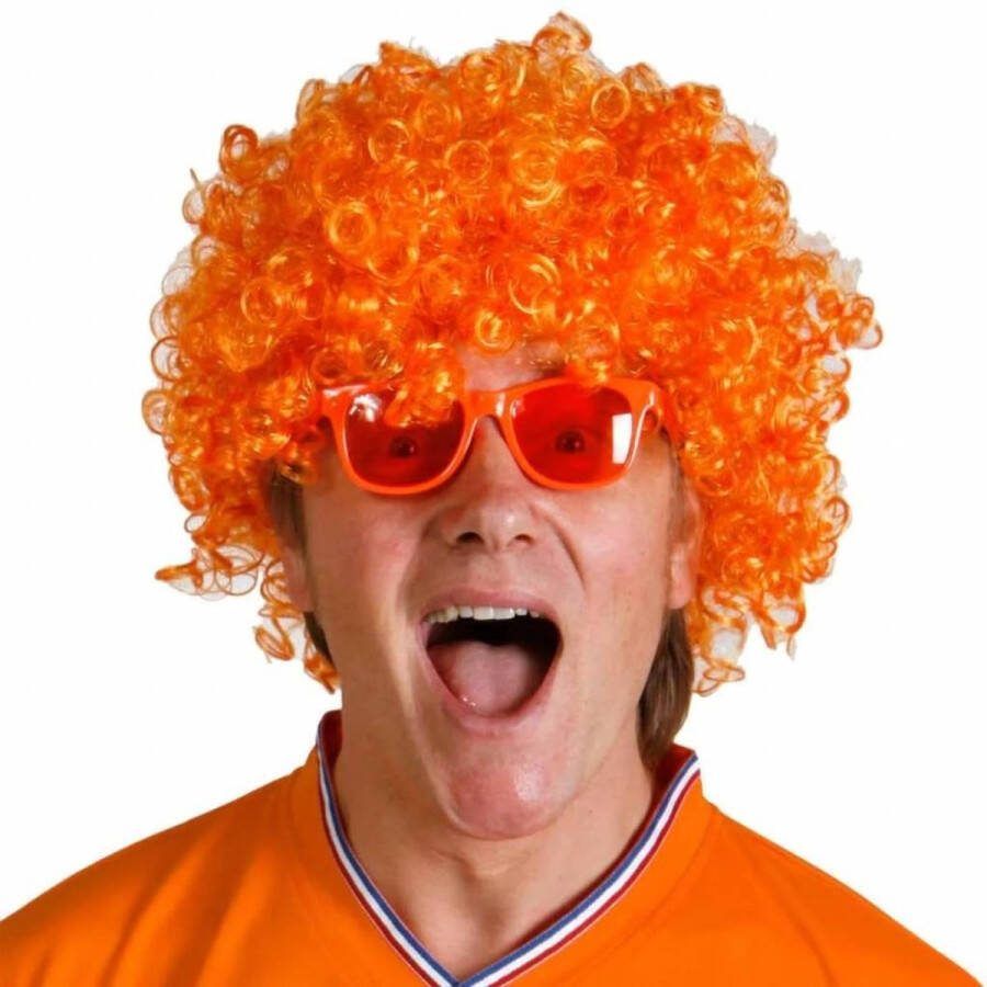 Oranje Pruik Afro Oranjefeest Koningsdag EK WK Voetbal