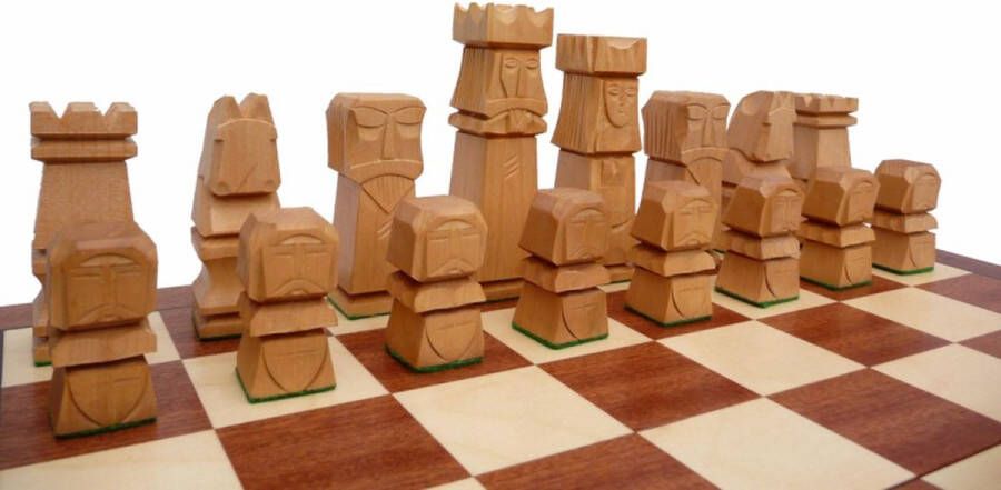 Chess.shop Orawa schaakset Opklapbaar Decoratieve Schaakbord met Schaakstukken Koning 110mm Schaakbord 500x250