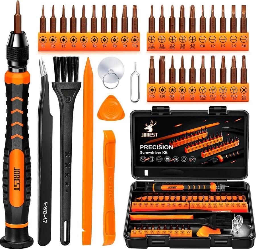 OREST 38-delige precisie-schroevendraaierset gereedschapsset met Torx T1 T2 T3 T4 T5 T6 T7 T8 T9 T10 T15 T20 Star P2 P5 P6 Triwing Y000 etc. voor iPhone Switch PS4 Mac laptop bril horloges enz