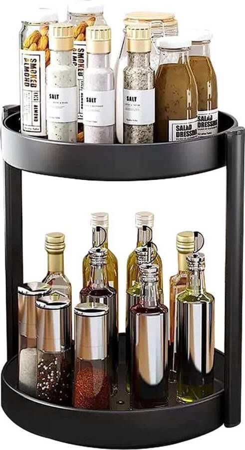 Organizer 2-traps ronde draaischijf kruidenstandaard 360° draaibaar multifunctioneel grote kruidenstandaard voor keuken 26 cm kruidenstandaard voor voorraadkast kast tafel