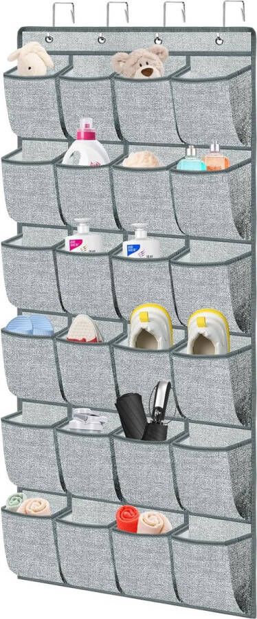 Organizer boven de deur voor schoenen schoenenrek deur met 24 grote vakken schoenenorganizer hangende opbergtas voor slaapkamer badkamerkast grijs
