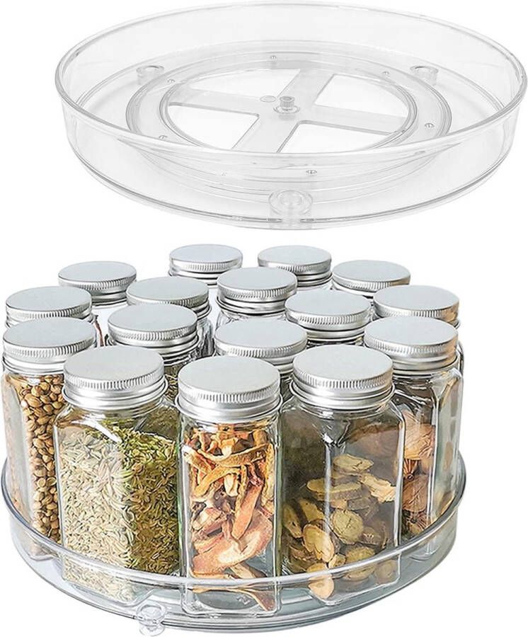 Organizer Draaitafel Draaibaar Spice Rack voor Kabinet en Pantry 2-Pack 235 cm Clear Lazy Susan Condiment Houder