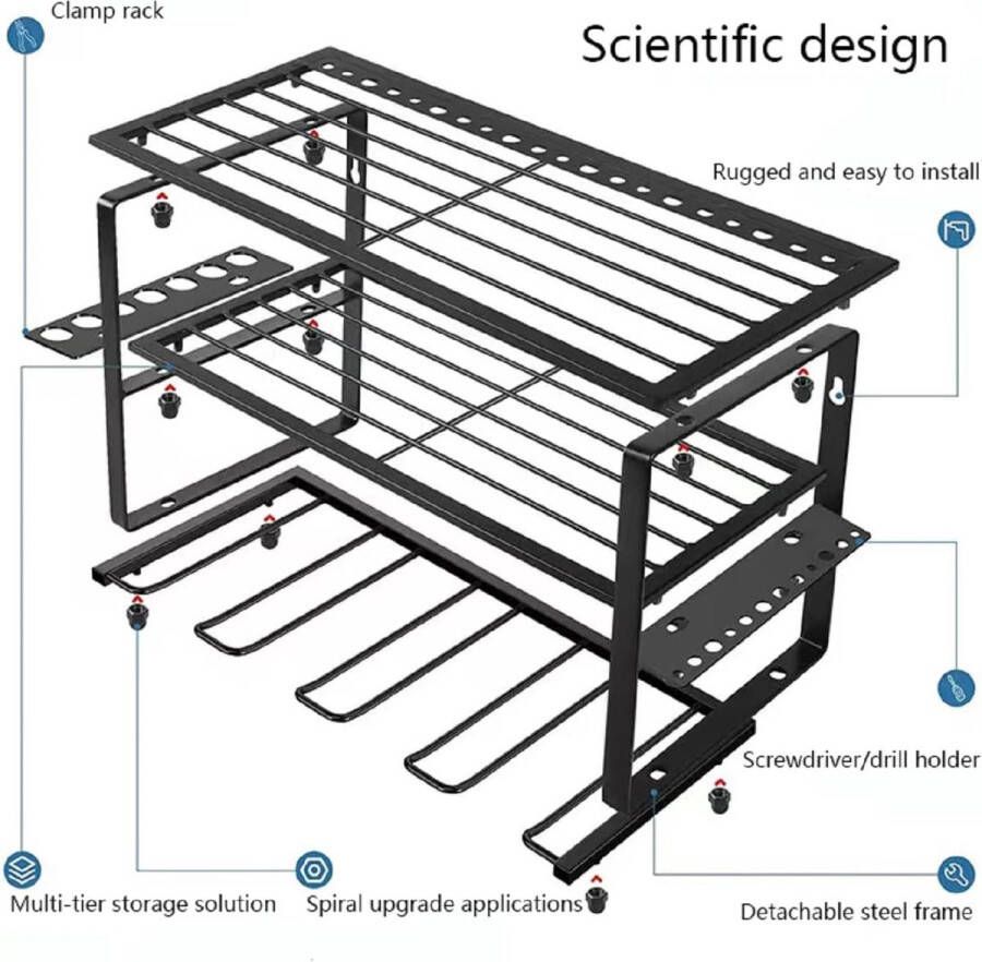 Organizer voor elektrisch gereedschap gereedschapshouder opbergrek voor elektrische boormachines hangende wandorganizer voor garage gereedschapsrek opslag voor elektrisch gereedschap garage-gereedschapsrek gereedschapsorganisator